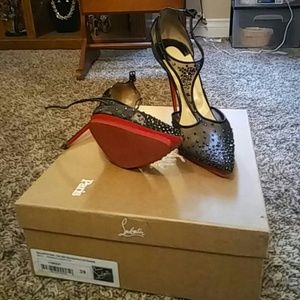 Black rhinestone Christian Louboutin heels 120mm.